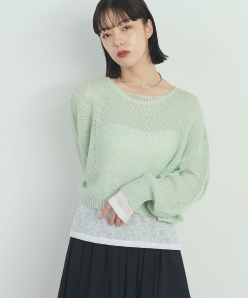 paravion（パラビオン）の「スパンコールシアールーズニット（ニット/セーター・レディース・アイボリー/ミント/ピンク/レッド・FREE）」の17枚目の写真