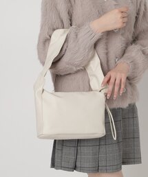 合皮ギャザーハンドルスクエアバッグ