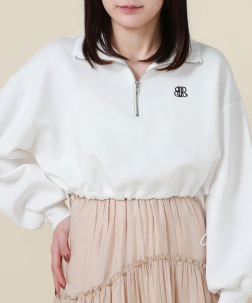 archives（アルシーヴ）の「ハーフZIPダンボールプルオーバー（Tシャツ/カットソー・レディース・オフホワイト/ブラック/アイボリー・MEDIUM）」の2枚目の写真