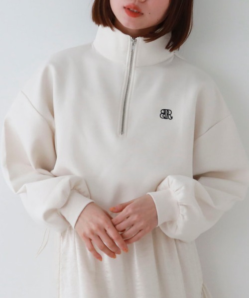 archives（アルシーヴ）の「ハーフZIPダンボールプルオーバー（Tシャツ/カットソー・レディース・オフホワイト/ブラック/アイボリー・MEDIUM）」の6枚目の写真