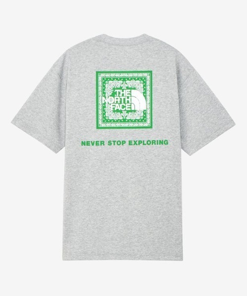THE NORTH FACE（ザノースフェイス）の「THE NORTH FACE ザ・ノース・フェイス 半袖 Tシャツ ショートスリーブバンダナスクエアロゴティー NT32446（Tシャツ/カットソー・メンズ・ブラック/グレー/グレイッシュブルー/ホワイト/スモークグレー/ブラック×ブラック/ホワイト×ブラック/ネイビー/ダークパープル/グレー×サックスブルー・XL/L/M/S/XXL）」の6枚目の写真