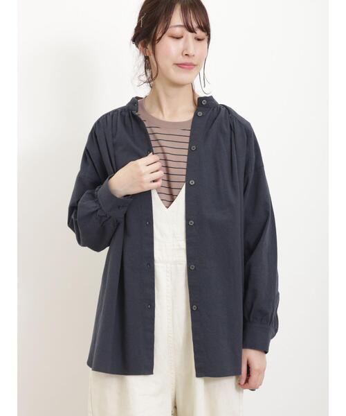 Samansa Mos2(サマンサ モスモス)の「スタンドネックギャザーチュニック(チュニック・レディース・オフホワイト/ブルー/グリーン/ネイビー・F)」の3枚目の写真