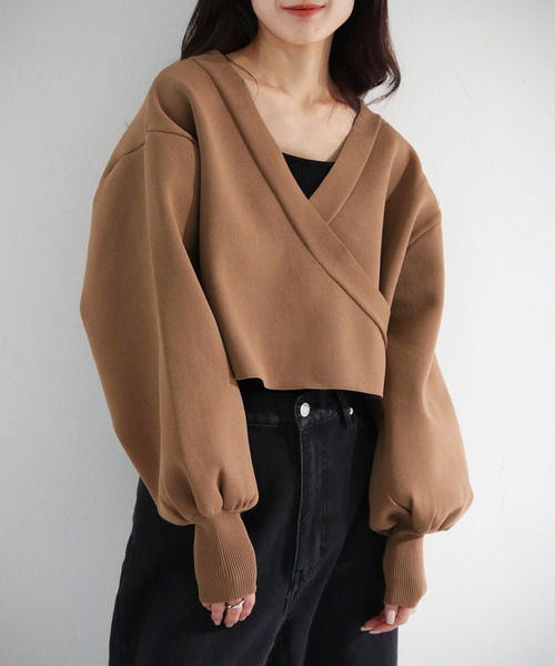 cheriella（シェリエラ）の「【cheriella】WEB限定前後2WAYカシュクールニット（完売）（ニット/セーター・レディース・ライトグレー/ブラウン/グリーン/アイボリー/ブラック/ブルー・M）」の4枚目の写真