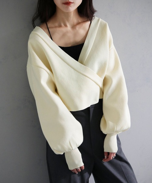 cheriella（シェリエラ）の「【cheriella】WEB限定前後2WAYカシュクールニット（完売）（ニット/セーター・レディース・ライトグレー/ブラウン/グリーン/アイボリー/ブラック/ブルー・M）」の2枚目の写真