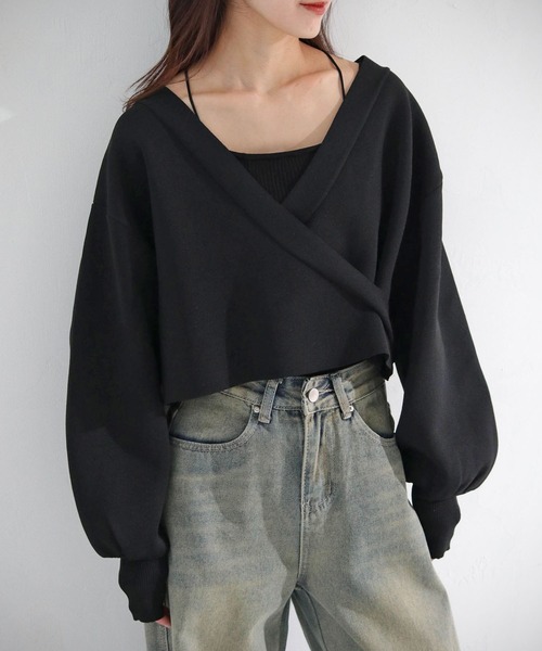 cheriella（シェリエラ）の「【cheriella】WEB限定前後2WAYカシュクールニット（完売）（ニット/セーター・レディース・ライトグレー/ブラウン/グリーン/アイボリー/ブラック/ブルー・M）」の9枚目の写真