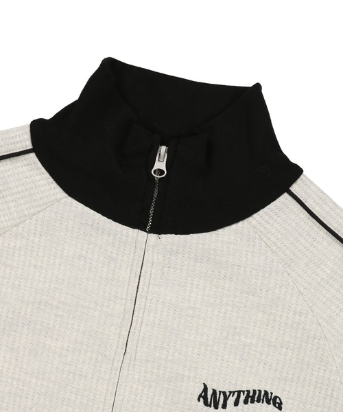 SPINNS（スピンズ）の「Wジップワンポイント刺繍 ワッフル素材ラインジャージ（ジャージ・レディース・チャコール/オートミール/アイボリー・ONESIZE）」の20枚目の写真