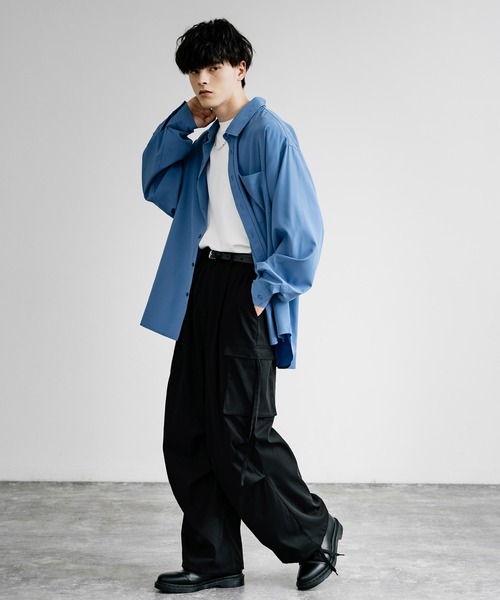 Rocky Monroe(ロッキーモンロー)の「パラシュートワイドカーゴパンツ(カーゴパンツ・メンズ・ブラック/カーキ/アイボリー/チャコール/ネイビー・M/L/XL)」の14枚目の写真