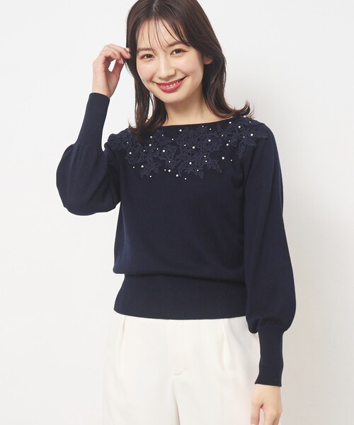週末セール✨【美品】Sov. バルーンスリーブ　レースニット　サイズ38 楽天市場】バルーンスリーブレースブラウス ハイネック ブラウス