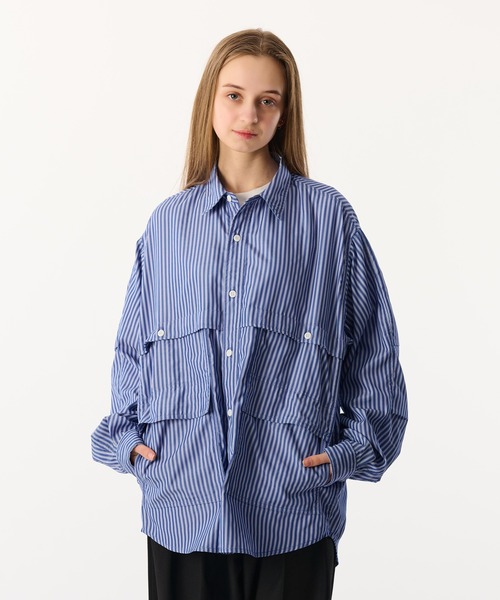 WETTEMPT(ウィテンプト)の「MULTI POCKET TUCK SHIRT/マルチポケットタックシャツ(シャツ/ブラウス・メンズ・オフホワイト/ブルー/サックスブルー/ダークグレー・LARGE/MEDIUM/SMALL)」の4枚目の写真