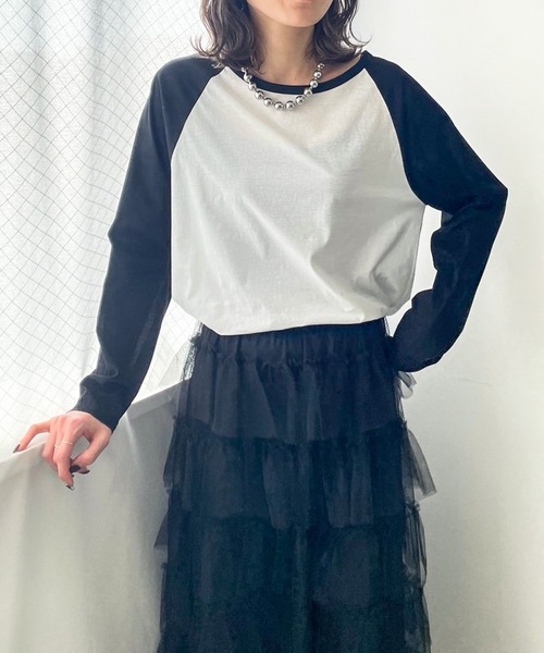 LOWRYS FARM(ローリーズファーム)の「シアーラグランTLS 111764(Tシャツ/カットソー・レディース・ブラウン/ブラック・FREE)」の1枚目の写真