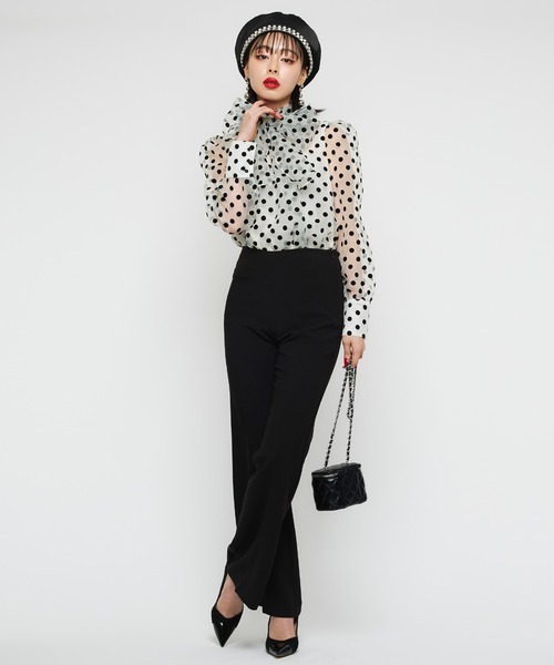 Narcissus（ナルシス）の「【Narcissus】ドットリボンブラウス（シャツ/ブラウス・レディース・ブラック/ホワイト・FREE）」の3枚目の写真