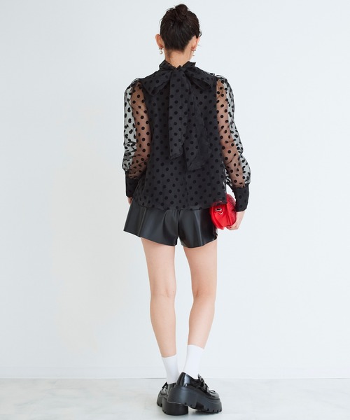 Narcissus（ナルシス）の「【Narcissus】ドットリボンブラウス（シャツ/ブラウス・レディース・ブラック/ホワイト・FREE）」の6枚目の写真