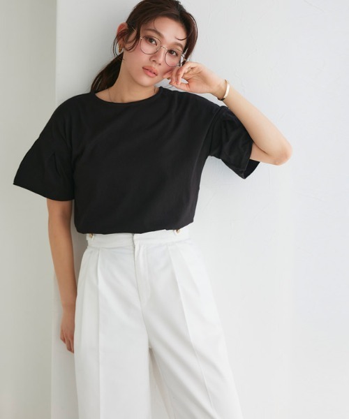 Pierrot(ピエロ)の「バルーンスリーブTシャツ(Tシャツ/カットソー・レディース・ブラック/グレー系その他/オフホワイト/ネイビー・M/L)」の11枚目の写真