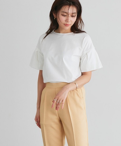 Pierrot(ピエロ)の「バルーンスリーブTシャツ(Tシャツ/カットソー・レディース・ブラック/グレー系その他/オフホワイト/ネイビー・M/L)」の19枚目の写真