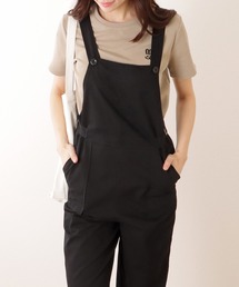ベイカー風 ワイド ストレート ベルト付き サロペット