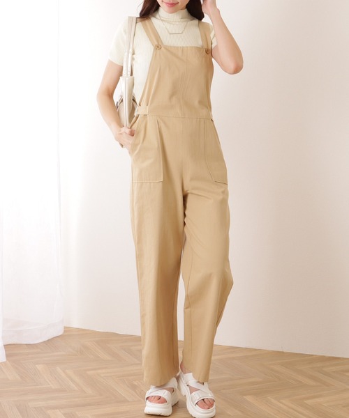Lace Ladies(レースレディース)の「ベイカー風 ワイド ストレート ベルト付き サロペット(サロペット/オーバーオール・レディース・ブラック/ベージュ・S/M/XL)」の14枚目の写真