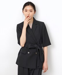 OPAQUE.CLIP | 【大草直子さんコラボ】ベルト付き5分袖ジャケット(テーラードジャケット)