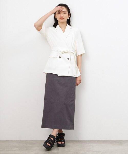 セール】【大草直子さんコラボ】ベルト付き5分袖ジャケット