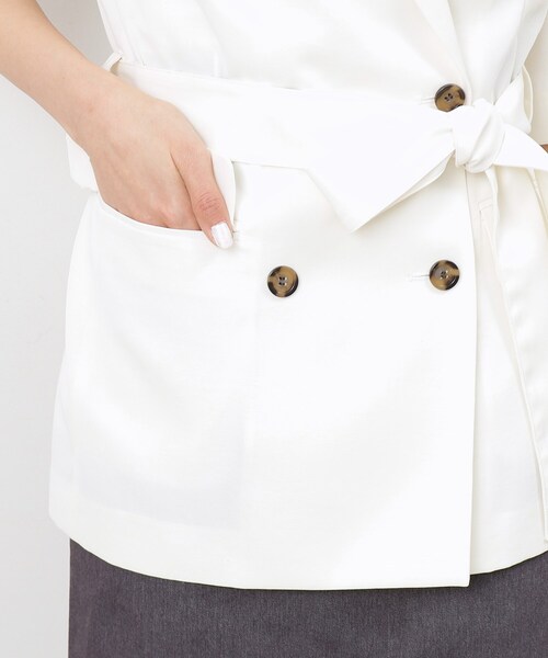 OPAQUE.CLIP(オペークドットクリップ)の「◆【大草直子さんコラボ】ベルト付き5分袖ジャケット(テーラードジャケット・レディース・ホワイト/ブラック・36/38/40)」の19枚目の写真