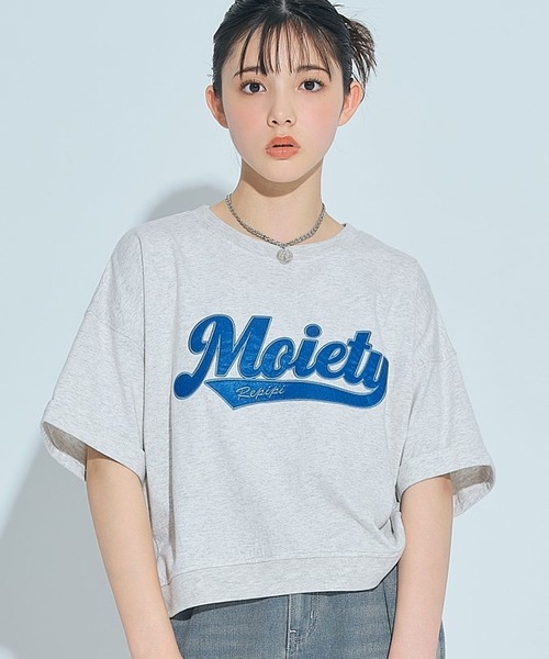 repipi armario（レピピ アルマリオ）の「シャララサテンワッペンT（Tシャツ/カットソー・キッズ・グレー/イエロー/グリーン/ホワイト/ピンク/ブラック/ブルー/ピンク系その他/スミクロ/サックスブルー/ホワイト系その他・SMALL/LARGE/MEDIUM）」の5枚目の写真