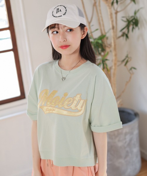 repipi armario（レピピ アルマリオ）の「シャララサテンワッペンT（Tシャツ/カットソー・キッズ・グレー/イエロー/グリーン/ホワイト/ピンク/ブラック/ブルー/ピンク系その他/スミクロ/サックスブルー/ホワイト系その他・SMALL/LARGE/MEDIUM）」の16枚目の写真