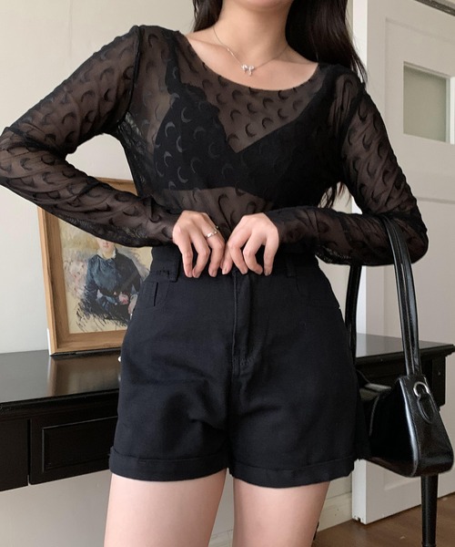 SHEPP(シープ)の「ムーンモチーフ シアートップス(Tシャツ/カットソー・レディース・ホワイト/ブラック・F)」の15枚目の写真