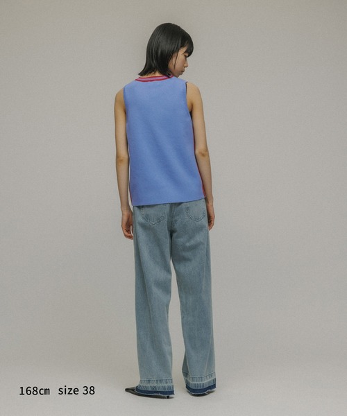 M TO R（ムウトアール）の「［TOPS］SPORTY LINE NO-SLEEVE TOPS（ニット/セーター・レディース・ブラック/サックスブルー・40/38/42）」の4枚目の写真
