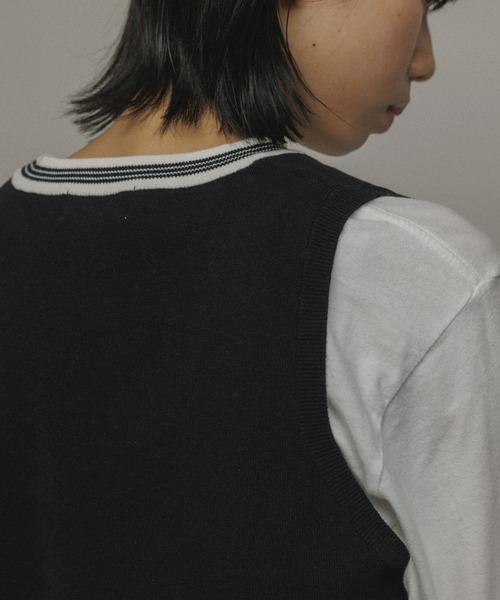 M TO R（ムウトアール）の「［TOPS］SPORTY LINE NO-SLEEVE TOPS（ニット/セーター・レディース・ブラック/サックスブルー・40/38/42）」の7枚目の写真