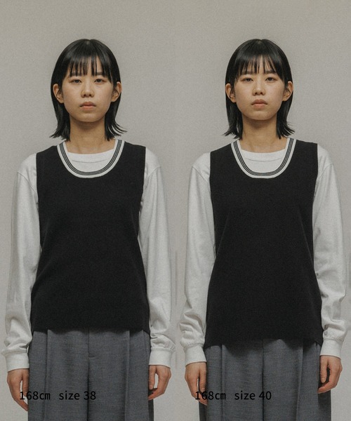 M TO R（ムウトアール）の「［TOPS］SPORTY LINE NO-SLEEVE TOPS（ニット/セーター・レディース・ブラック/サックスブルー・40/38/42）」の9枚目の写真