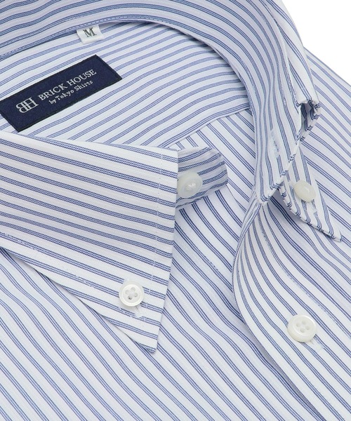 TOKYO SHIRTS（トウキョウシャツ）の「形態安定ノーアイロン ボタンダウン 半袖ビジネスワイシャツ（ビジネスシャツ・メンズ・ブルー・首回り43cm/首回り41cm/首回り39cm/首回り37cm/首回り42cm）」の4枚目の写真