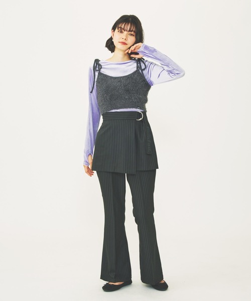 MILKFED.(ミルクフェド)の「SHAGGY NECK RIBBON CAMISOLE(キャミソール・レディース・オフホワイト/ライトブルー/チャコール・ONE SIZE)」の11枚目の写真