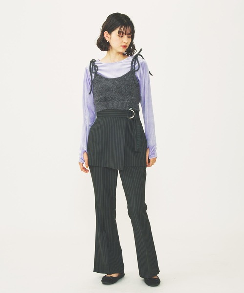 MILKFED.(ミルクフェド)の「SHAGGY NECK RIBBON CAMISOLE(キャミソール・レディース・オフホワイト/ライトブルー/チャコール・ONE SIZE)」の14枚目の写真