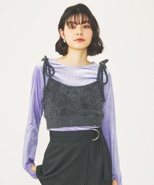 MILKFED.(ミルクフェド)の「SHAGGY NECK RIBBON CAMISOLE(キャミソール・レディース・オフホワイト/ライトブルー/チャコール・ONE SIZE)」の16枚目の写真
