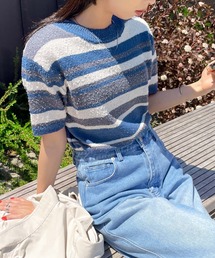 Chillfar | カラーボーダーサマーニットトップス(ニット/セーター)