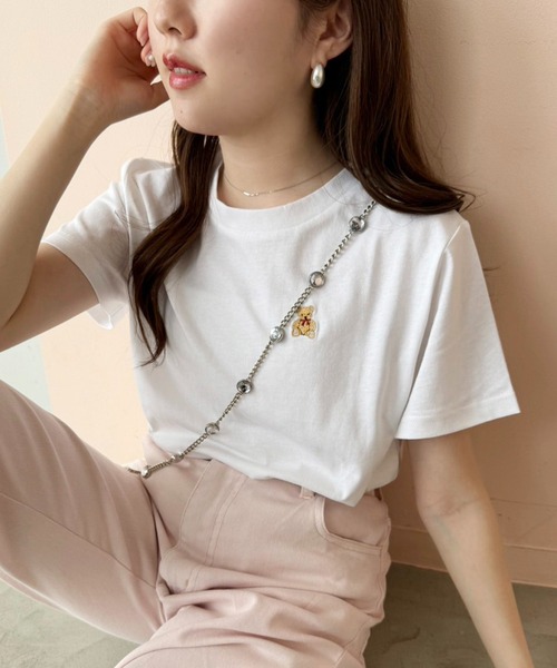 one after another NICE CLAUP（ワンアフターアナザーナイスクラップ）の「【teddy bear コラボ商品】くまちゃん刺しゅうTee（Tシャツ/カットソー・レディース・ピンク/レッド/ネイビー/ホワイト・FREE）」の10枚目の写真
