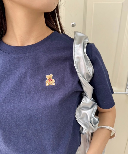one after another NICE CLAUP（ワンアフターアナザーナイスクラップ）の「【teddy bear コラボ商品】くまちゃん刺しゅうTee（Tシャツ/カットソー・レディース・ピンク/レッド/ネイビー/ホワイト・FREE）」の20枚目の写真