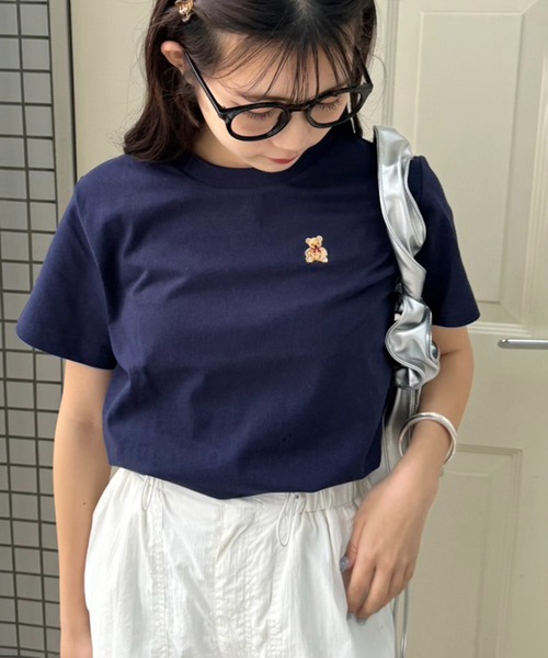 one after another NICE CLAUP（ワンアフターアナザーナイスクラップ）の「【teddy bear コラボ商品】くまちゃん刺しゅうTee（Tシャツ/カットソー・レディース・ピンク/レッド/ネイビー/ホワイト・FREE）」の19枚目の写真