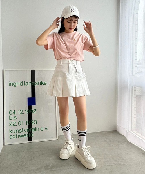 one after another NICE CLAUP（ワンアフターアナザーナイスクラップ）の「【teddy bear コラボ商品】くまちゃん刺しゅうTee（Tシャツ/カットソー・レディース・ピンク/レッド/ネイビー/ホワイト・FREE）」の6枚目の写真