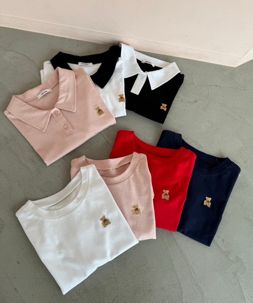 one after another NICE CLAUP（ワンアフターアナザーナイスクラップ）の「【teddy bear コラボ商品】くまちゃん刺しゅうTee（Tシャツ/カットソー・レディース・ピンク/レッド/ネイビー/ホワイト・FREE）」の22枚目の写真