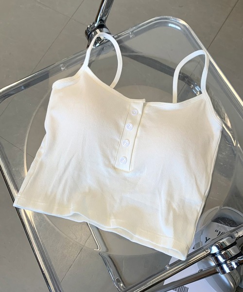 non-hedge（ノンヘッジ）の「前ボタンバックオープンキャミソール（キャミソール・レディース・ブラック/オフホワイト/チャコールグレー/ブラウン・FREE）」の2枚目の写真