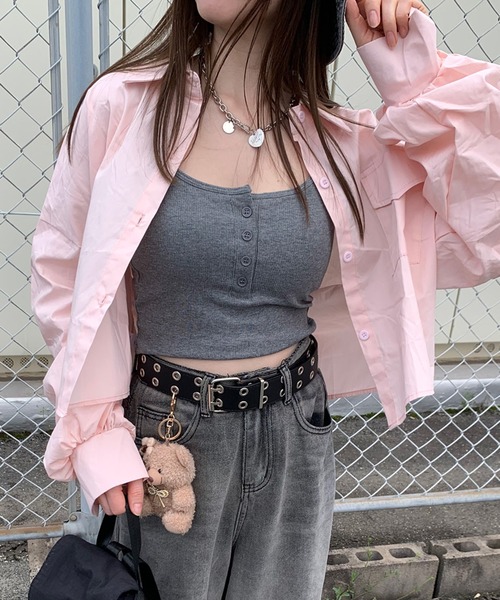 non-hedge（ノンヘッジ）の「前ボタンバックオープンキャミソール（キャミソール・レディース・ブラック/オフホワイト/チャコールグレー/ブラウン・FREE）」の21枚目の写真