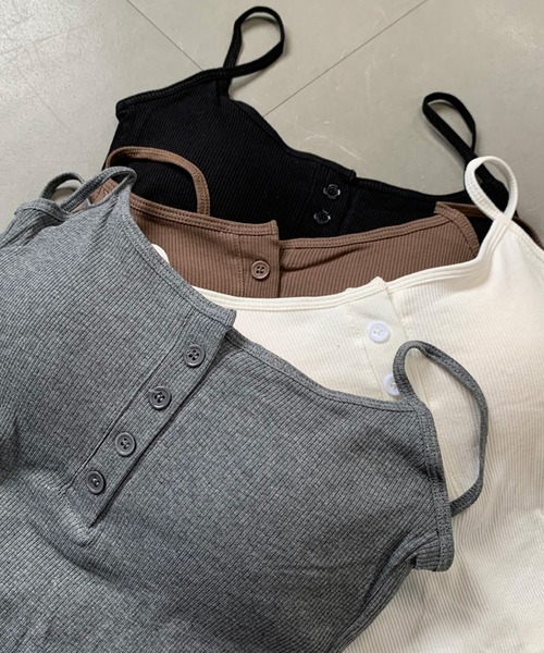 non-hedge（ノンヘッジ）の「前ボタンバックオープンキャミソール（キャミソール・レディース・ブラック/オフホワイト/チャコールグレー/ブラウン・FREE）」の9枚目の写真