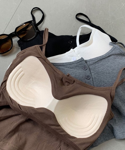 non-hedge（ノンヘッジ）の「前ボタンバックオープンキャミソール（キャミソール・レディース・ブラック/オフホワイト/チャコールグレー/ブラウン・FREE）」の8枚目の写真