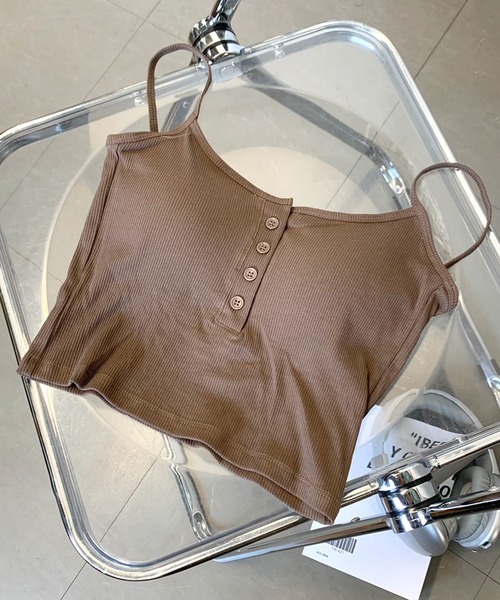 non-hedge（ノンヘッジ）の「前ボタンバックオープンキャミソール（キャミソール・レディース・ブラック/オフホワイト/チャコールグレー/ブラウン・FREE）」の7枚目の写真