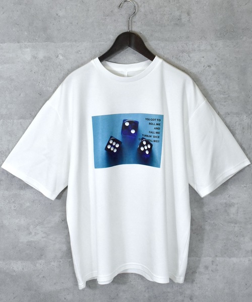 Anytime Songs(エニータイムソングス)の「ダンボールニット クルーネック転写プリントTシャツ(DICE)(Tシャツ/カットソー・メンズ・ブラック/ホワイト/チャコール・LARGE/X-LARGE/MEDIUM)」の2枚目の写真