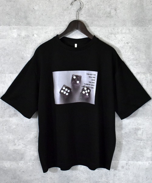 Anytime Songs(エニータイムソングス)の「ダンボールニット クルーネック転写プリントTシャツ(DICE)(Tシャツ/カットソー・メンズ・ブラック/ホワイト/チャコール・LARGE/X-LARGE/MEDIUM)」の1枚目の写真