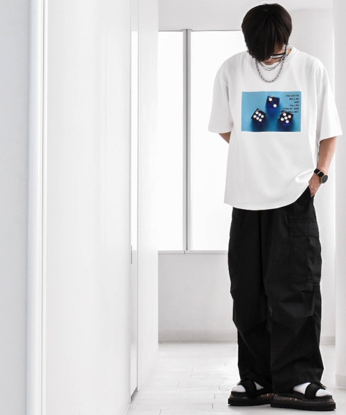 Anytime Songs(エニータイムソングス)の「ダンボールニット クルーネック転写プリントTシャツ(DICE)(Tシャツ/カットソー・メンズ・ブラック/ホワイト/チャコール・LARGE/X-LARGE/MEDIUM)」の21枚目の写真