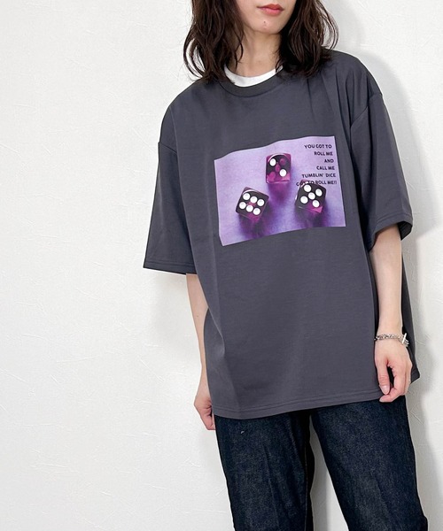 Anytime Songs(エニータイムソングス)の「ダンボールニット クルーネック転写プリントTシャツ(DICE)(Tシャツ/カットソー・メンズ・ブラック/ホワイト/チャコール・LARGE/X-LARGE/MEDIUM)」の22枚目の写真