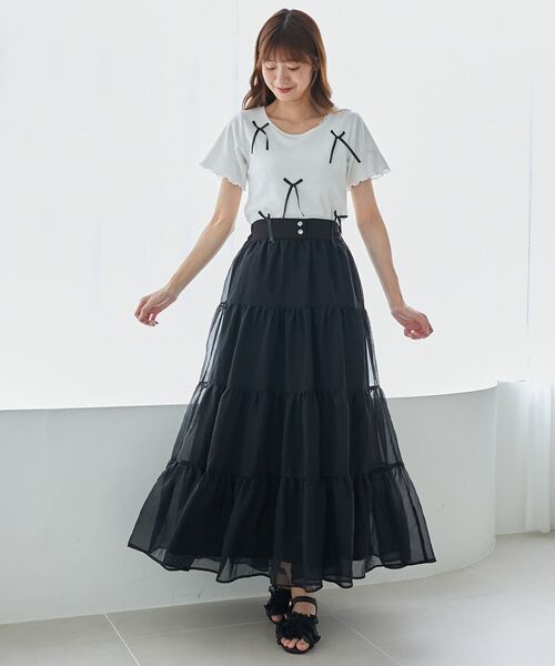 MAJESTIC LEGON（マジェスティックレゴン）の「アソートリボンTシャツ（Tシャツ/カットソー・レディース・ブルー/オフホワイト/ブルー系その他2・MEDIUM）」の7枚目の写真