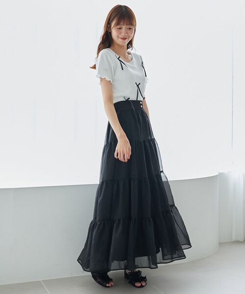 MAJESTIC LEGON（マジェスティックレゴン）の「アソートリボンTシャツ（Tシャツ/カットソー・レディース・ブルー/オフホワイト/ブルー系その他2・MEDIUM）」の8枚目の写真